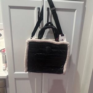Black Women's Bag with Cream Accents